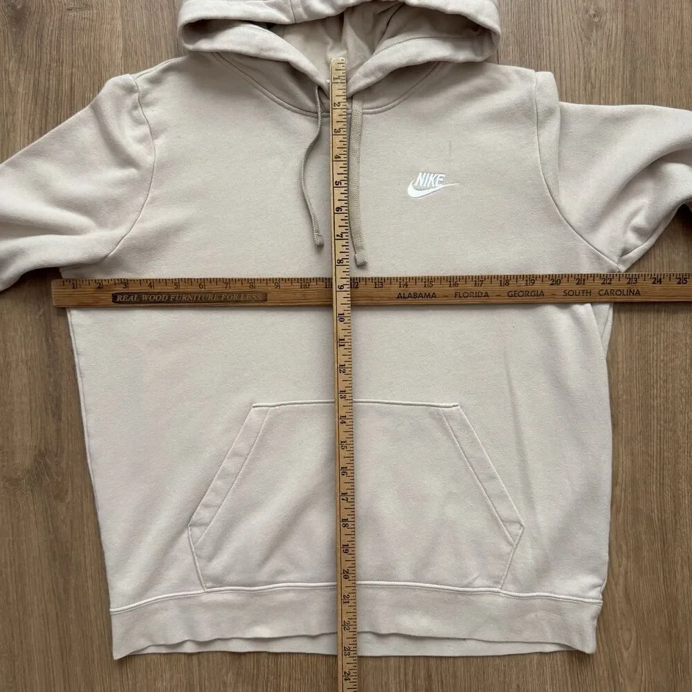 Nike Hoodie Womens Medium Beige Sportswear Club Fleece Pullover Sweatshirt Train